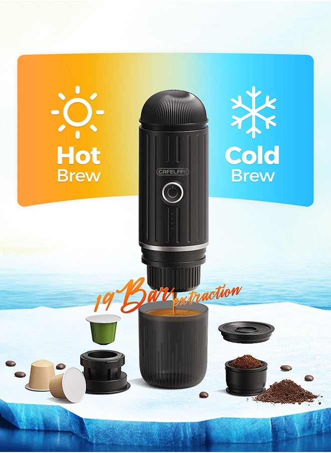 2in1 Portable Car Coffee Maker With 7500mAh For Travel Camping And Home Black