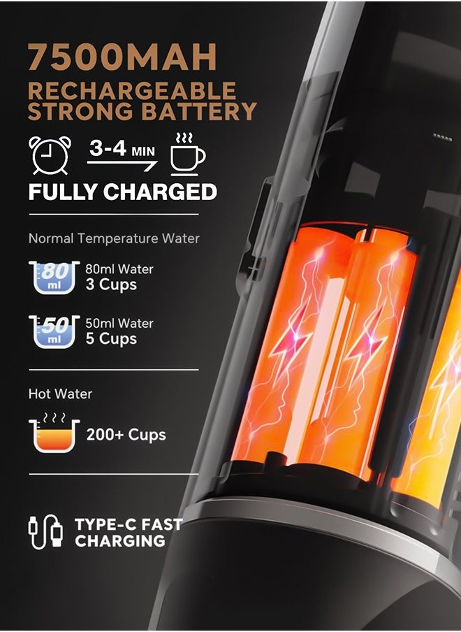 2in1 Portable Car Coffee Maker With 7500mAh For Travel Camping And Home Black
