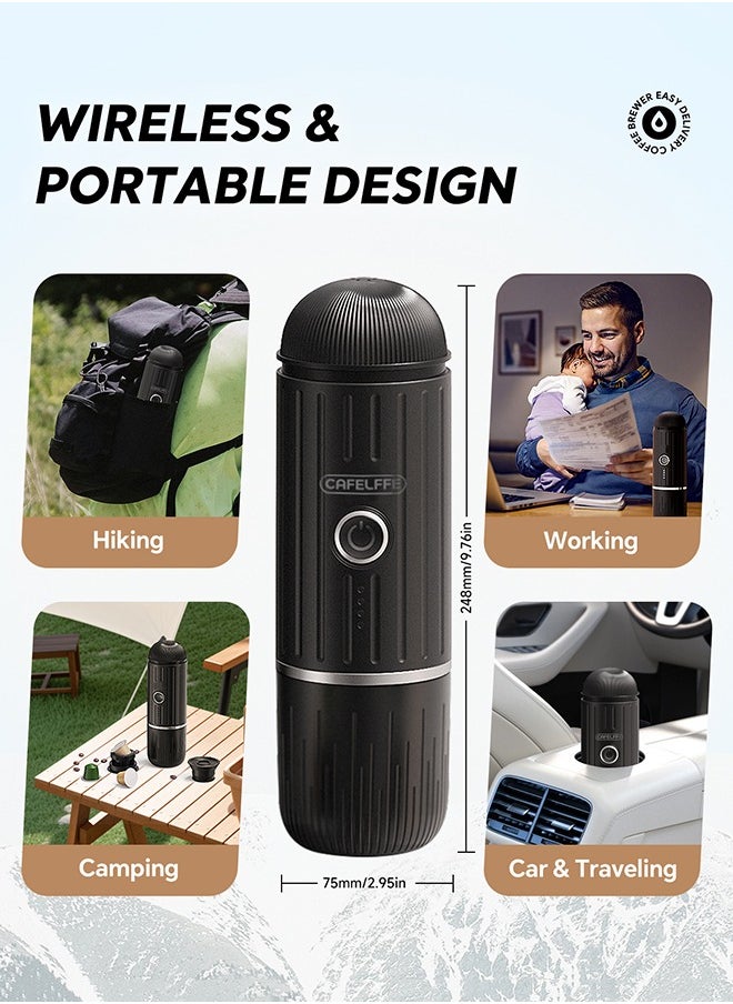 2in1 Portable Car Coffee Maker With 7500mAh For Travel Camping And Home Black