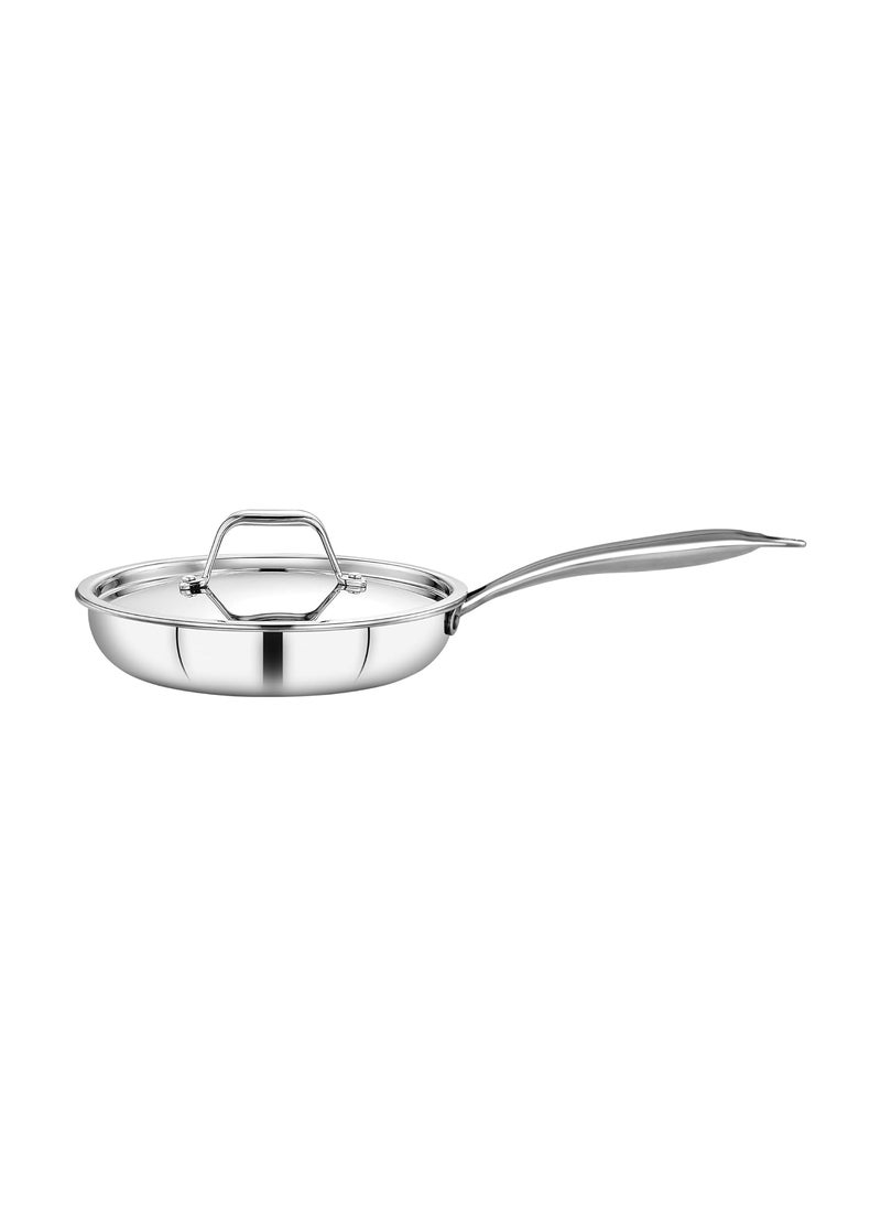 MAXIMA Tri-Ply Stainless Steel Fry Pan with Lid 22 cm Capacity 1.6 LTR | Stay Cool Handles | Even Heat Distribution | Induction, Oven & Gas Friendly | Dishwasher Safe - 5 Years Warranty