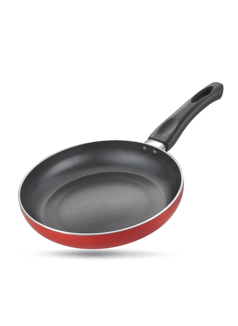 Judge by Prestige Deluxe Fry Pan 26 Cm Diameter 2.1 L Capacity (Aluminium|Non-Stick|Induction Bottom), Red