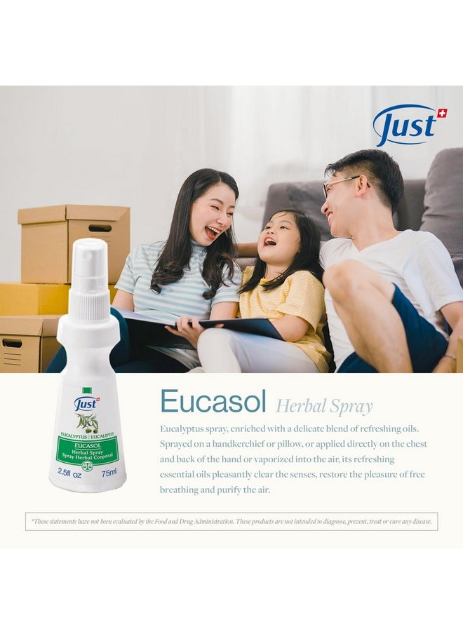 Eucasol Spray 75ml. Enriched With Eucalyptus Essential Oil. Alternative Room Spray, Pillow Spray Or Fabric Spray. Eucalyptus Spray by Swiss Just