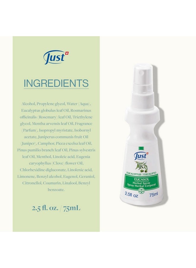 Eucasol Spray 75ml. Enriched With Eucalyptus Essential Oil. Alternative Room Spray, Pillow Spray Or Fabric Spray. Eucalyptus Spray by Swiss Just