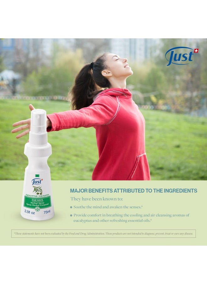 Eucasol Spray 75ml. Enriched With Eucalyptus Essential Oil. Alternative Room Spray, Pillow Spray Or Fabric Spray. Eucalyptus Spray by Swiss Just