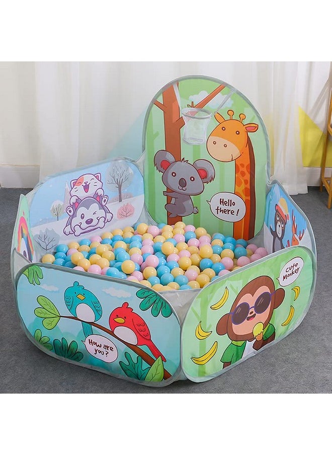 BabyGo Kids Jungle Basketball Pool for Kids Play Tent House for 2+ Year Old Girls and Boys (Green)