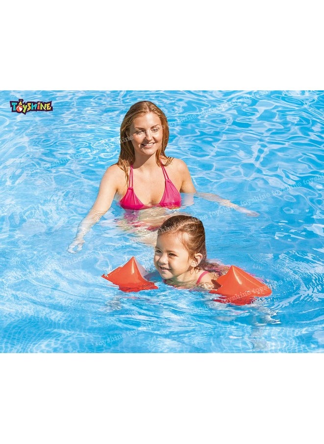 Toyshine PVC Swimming Arm Float Rings for Kids, Arm Floaties Inflatable Swim Arm Bands - Orange