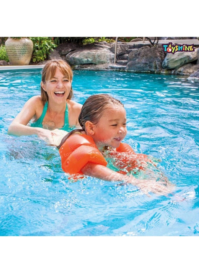 Toyshine PVC Swimming Arm Float Rings for Kids, Arm Floaties Inflatable Swim Arm Bands - Orange