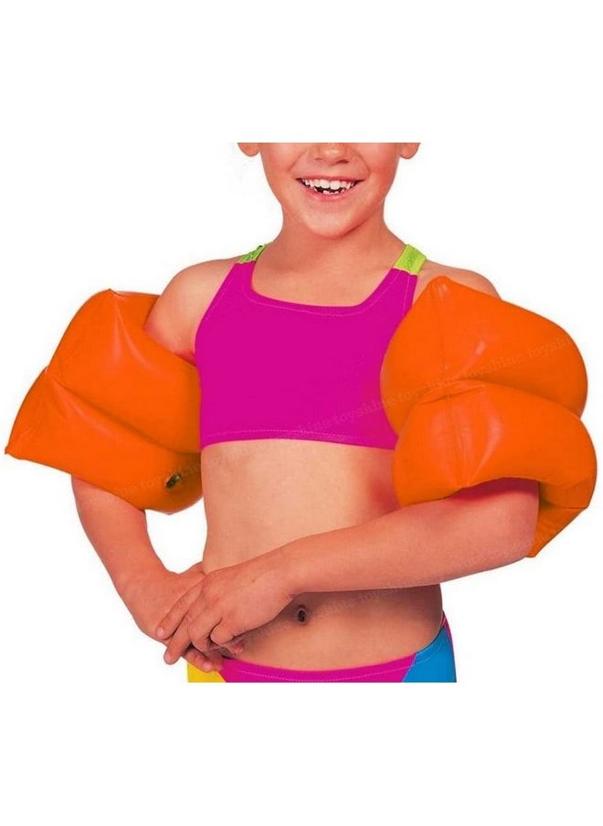 Toyshine PVC Swimming Arm Float Rings for Kids, Arm Floaties Inflatable Swim Arm Bands - Orange