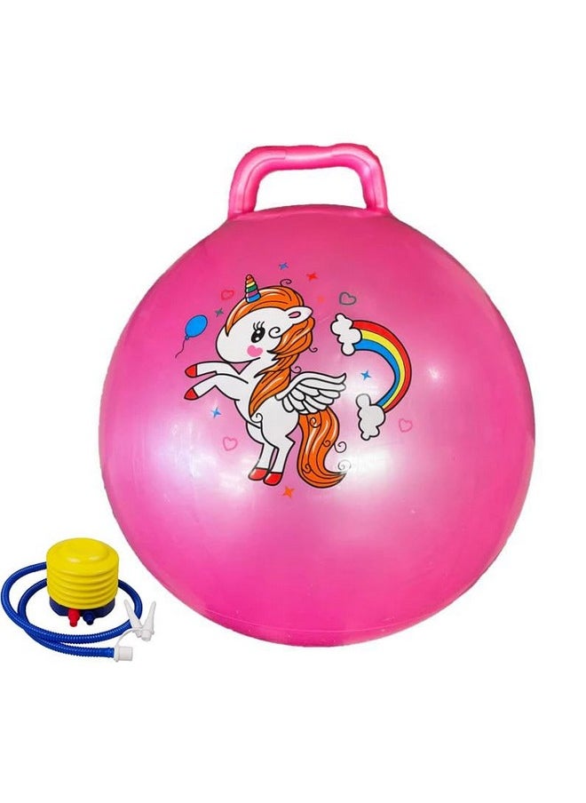 Sisliya Children's Hopper Ball Jumping Bouncy Ball Inflatable Gymnastics Ball Outdoor Season Racing Fitness Accessories for Nursery Children (65 cm) (Pink)