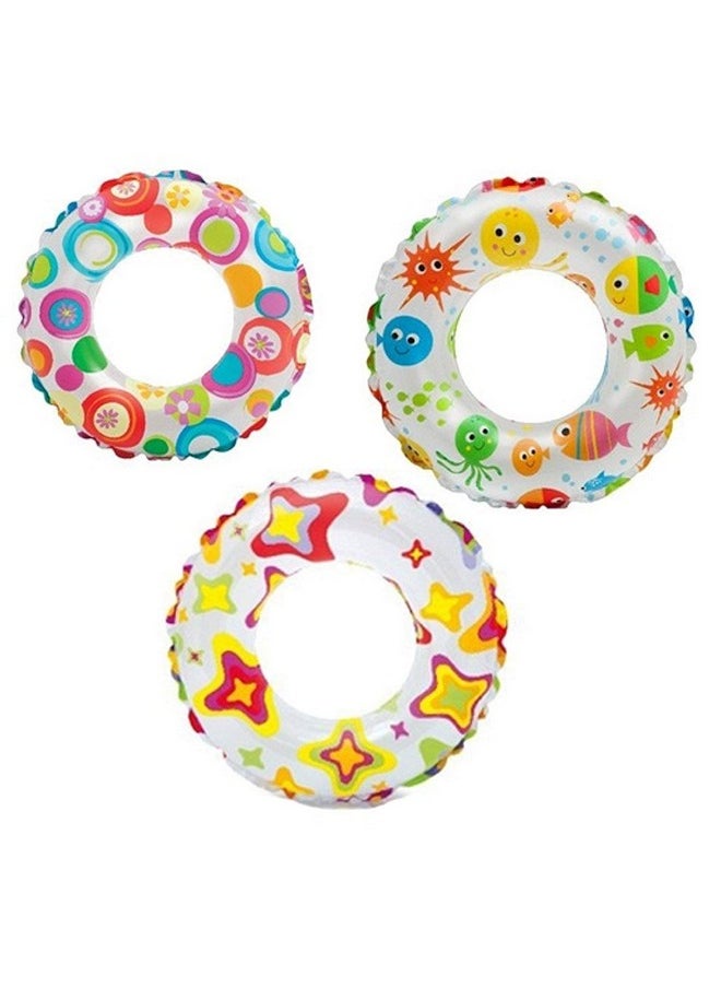 ClearChoice:- Swim Ring Lively Printed Inflatable Tube for Pool Children and Kids Pool Swim Rings(6-10 Years)(Multi Color)(Size - 24''inch)(Combo)