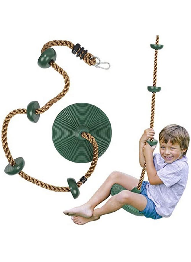Toy Park Climbing Rope Tree Swing with Platforms and Hanging Disc Swings Seat, Outdoor Backyard Playground Swingset Accessories with 78