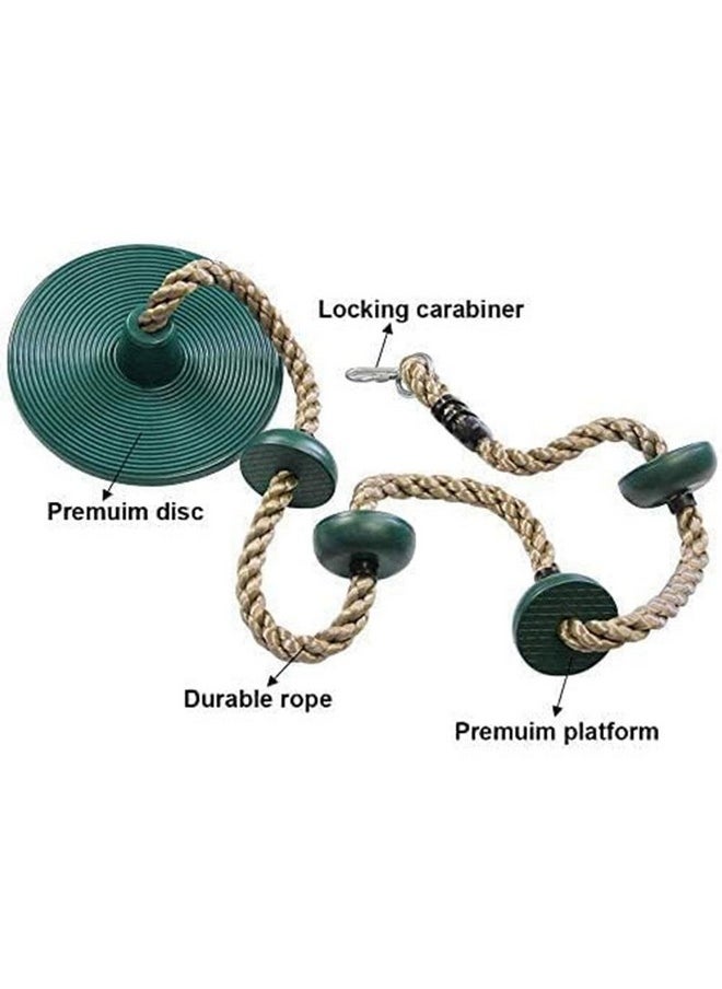 Toy Park Climbing Rope Tree Swing with Platforms and Hanging Disc Swings Seat, Outdoor Backyard Playground Swingset Accessories with 78