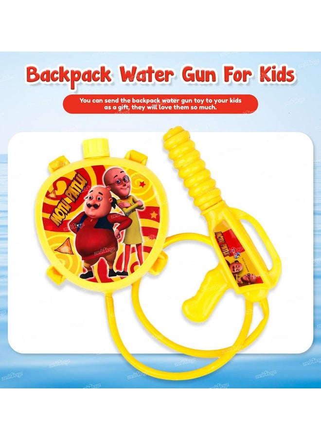 Zest 4 Toyz Holi Water Pichkari for Kids Holi Motu Patlu Backpack Water Tank with 1 Pkt Herbal Gulal and 100 Water Balloons for Holi Celebration- Boys & Girls(Mini Tank)