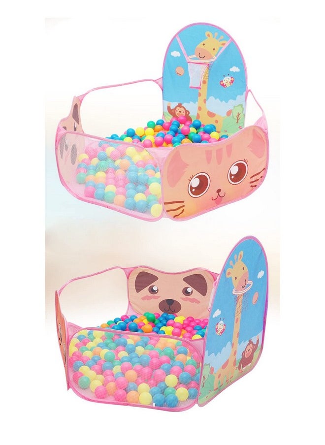 BabyGo Giraffe Ball Pool Play Tent House for 2+ Year Old Girls and Boys, Kids Pool (Pink)