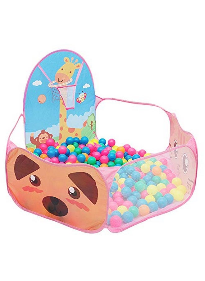 BabyGo Giraffe Ball Pool Play Tent House for 2+ Year Old Girls and Boys, Kids Pool (Pink)