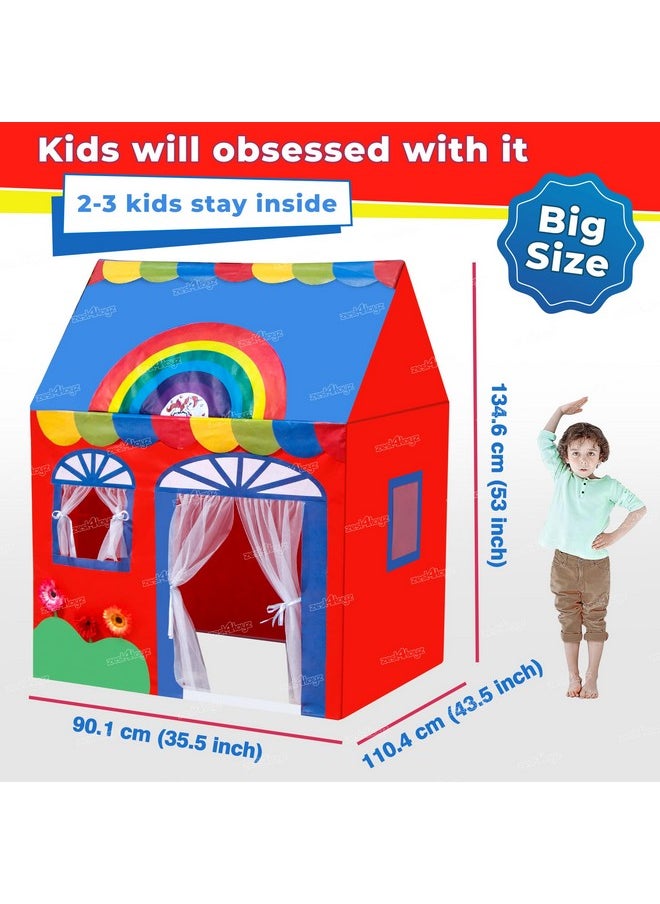 Zest 4 Toyz Jumbo Big Theme Tent House for Kids Girls Home Pretend Play Toy Baby House Hut (Rainbow Tent) Size Nearly 4.5 Ft (110 L x 134 H cm) Red Color