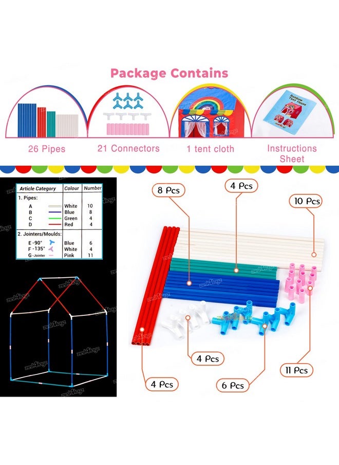 Zest 4 Toyz Jumbo Big Theme Tent House for Kids Girls Home Pretend Play Toy Baby House Hut (Rainbow Tent) Size Nearly 4.5 Ft (110 L x 134 H cm) Red Color
