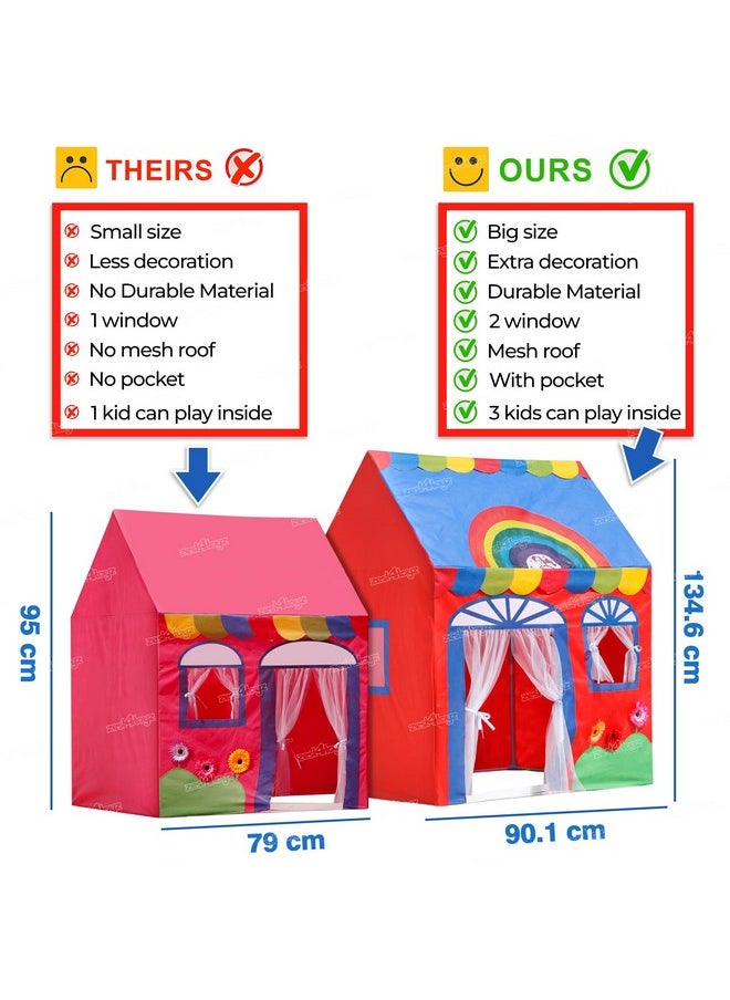 Zest 4 Toyz Jumbo Big Theme Tent House for Kids Girls Home Pretend Play Toy Baby House Hut (Rainbow Tent) Size Nearly 4.5 Ft (110 L x 134 H cm) Red Color