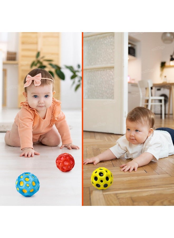 Zest 4 Toyz Bouncing Moon Ball for Kids with Soft Rubber Stress Ball Set Playground Toy Best Gift for Boys and Girl - Pack of 2 (Random Color)