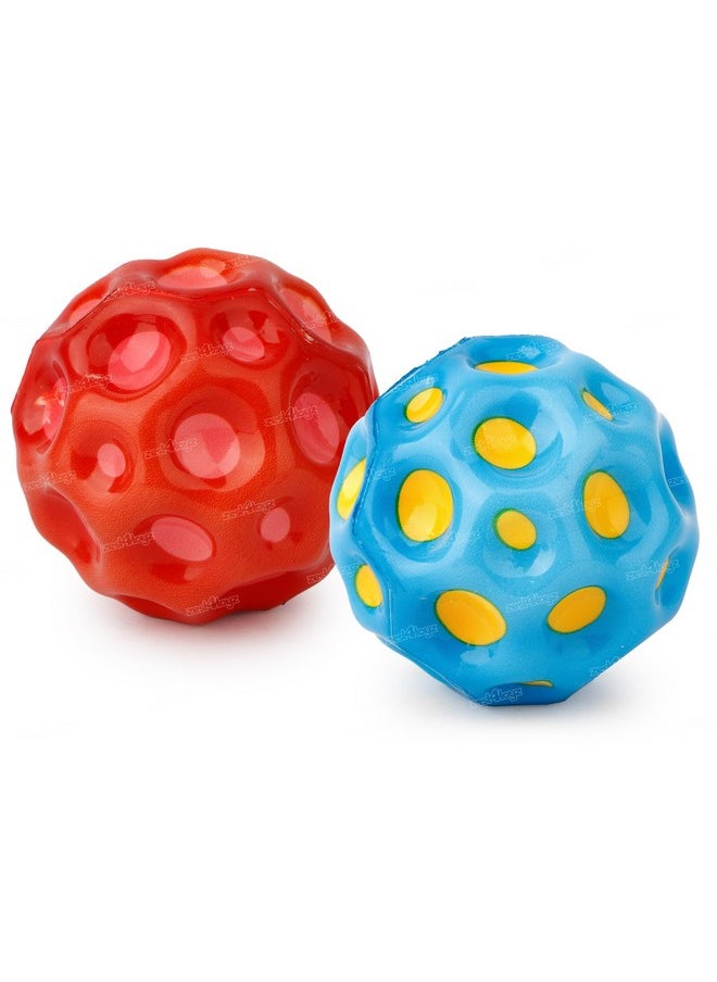 Zest 4 Toyz Bouncing Moon Ball for Kids with Soft Rubber Stress Ball Set Playground Toy Best Gift for Boys and Girl - Pack of 2 (Random Color)