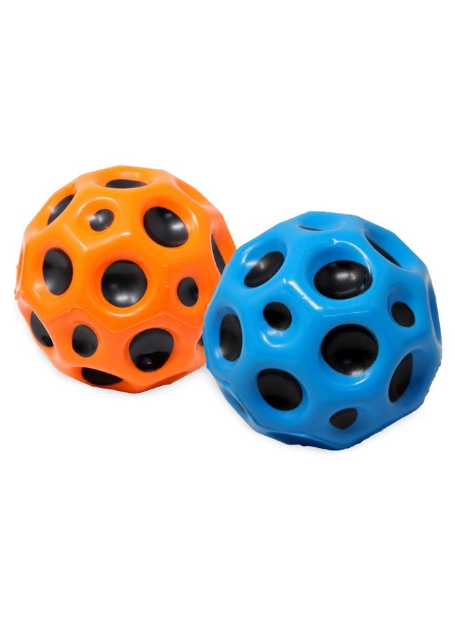 Zest 4 Toyz Bouncing Moon Ball for Kids with Soft Rubber Stress Ball Set Playground Toy Best Gift for Boys and Girl - Pack of 2 (Random Color)