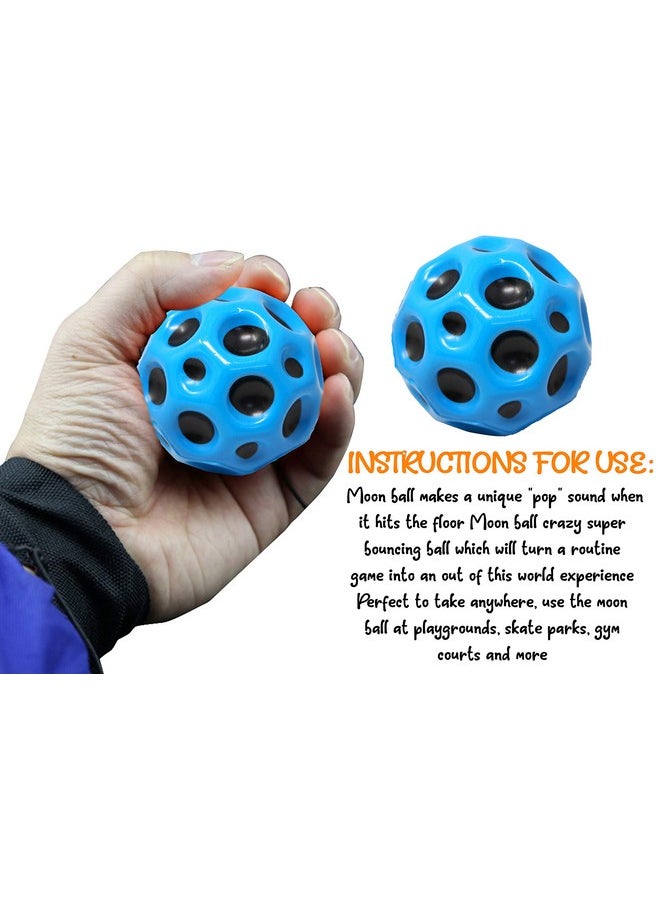 Zest 4 Toyz Bouncing Moon Ball for Kids with Soft Rubber Stress Ball Set Playground Toy Best Gift for Boys and Girl - Pack of 2 (Random Color)