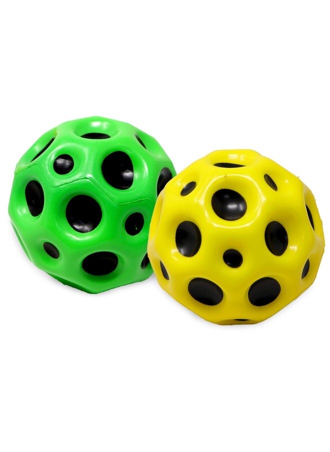 Zest 4 Toyz Bouncing Moon Ball for Kids with Soft Rubber Stress Ball Set Playground Toy Best Gift for Boys and Girl - Pack of 2 (Random Color)