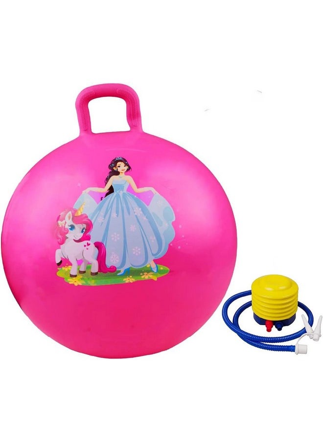 Sisliya Children's Face Hopseball with Handle for Sitting and BouncingIndoor & Outdoor Jumping Ball(65 cm) (Pink)
