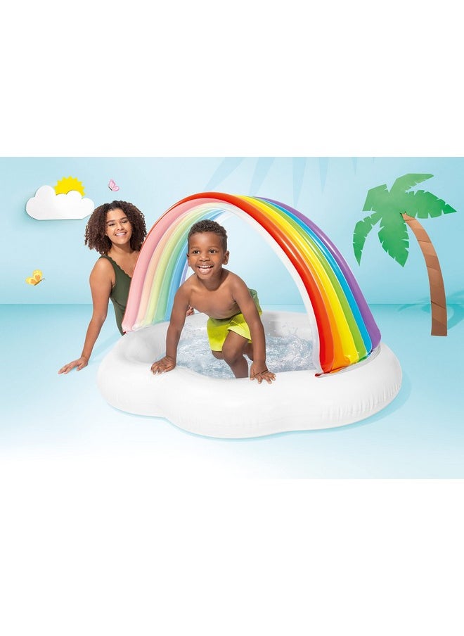 Toyshine Inflatable Rainbow Children's Pool for Babies with Canopy, Water Fun Kids Pool Party Gift for Boys and Girls 142 x 119 x 84 cm