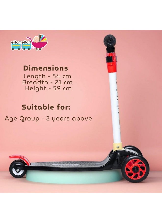 eHomeKart Kids Scooter - Three Wheel Kick Scooters for Boys and Girls with Adjustable Height and Rear Brake - 3 Wheels Skate for Age 2-4 Years (Red)