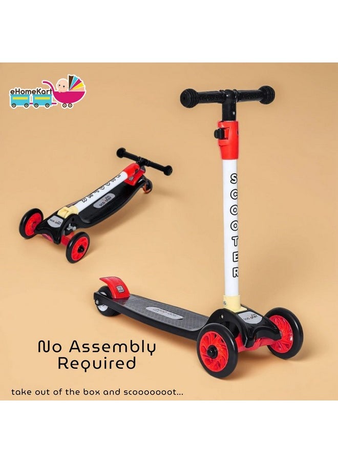 eHomeKart Kids Scooter - Three Wheel Kick Scooters for Boys and Girls with Adjustable Height and Rear Brake - 3 Wheels Skate for Age 2-4 Years (Red)