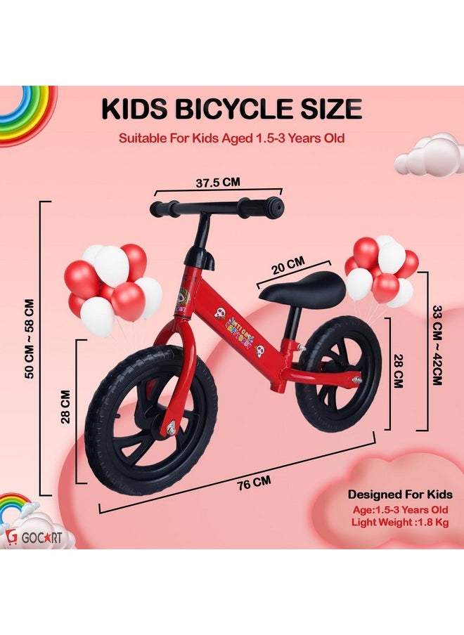 GOCART WITH G LOGO Lightweight Pedal Free Adjustable Seat Kids Balance Bicycle For Girls And Boys (Red, Black Mag Wheel), Rigid