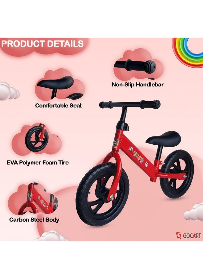GOCART WITH G LOGO Lightweight Pedal Free Adjustable Seat Kids Balance Bicycle For Girls And Boys (Red, Black Mag Wheel), Rigid