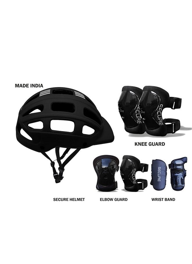 Jaspo Sturdy SX4 Adjustable Multisport Helmet for Skateboarding, Skating, Cycling & Other Sports Age Group up to 4-10 Years for Kids - Made in India (Small, Black)