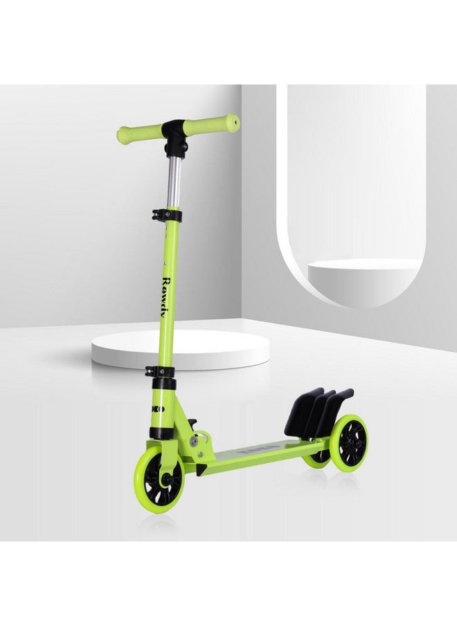 Koko Rowdy Kick Skate Scooter with Adjustable Height and Portable, Kids Scooter with Led PVC Wheels for Age 3+ (Max User Weight: 50kg) (Green)