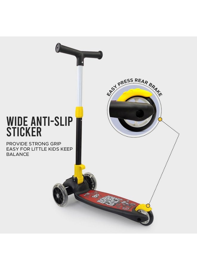 NHR Smart Kick Scooter, 3 Adjustable Height, Foldable Scooter, Skate Scooter for Kids, Attractive PVC Wheel with Led Light for Kids, Age Upto 3+ Years (45 Kg, Black)