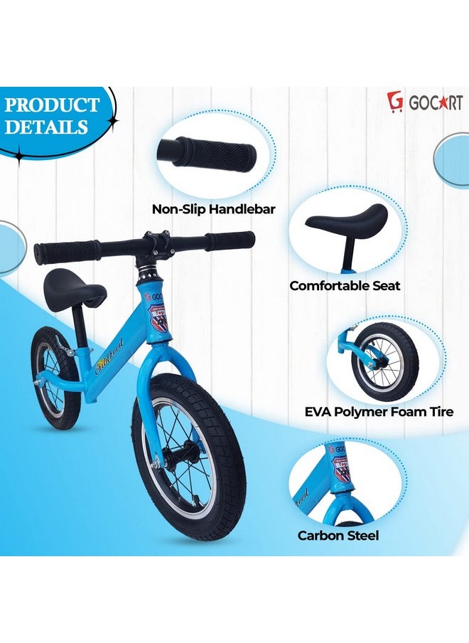GOCART WITH G LOGO Lightweight Pedal Free Spokes Wheel Adjustable Seat Balance Bmx Bike Bicycle For Girls And Boys (Blue, Black), Rigid