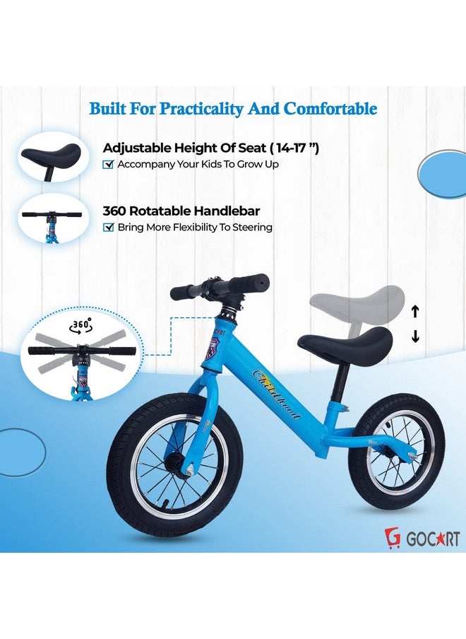 GOCART WITH G LOGO Lightweight Pedal Free Spokes Wheel Adjustable Seat Balance Bmx Bike Bicycle For Girls And Boys (Blue, Black), Rigid