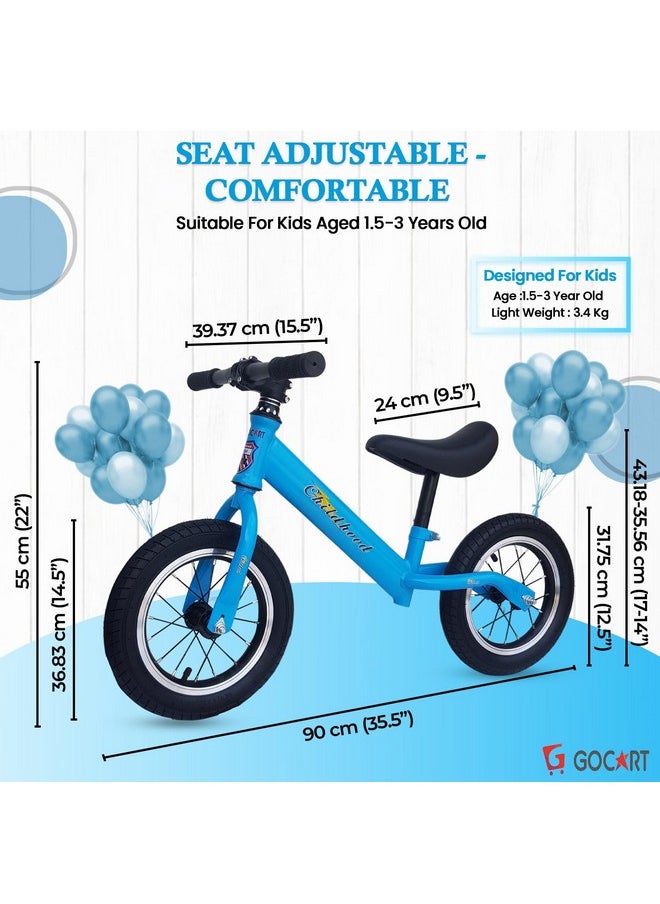 GOCART WITH G LOGO Lightweight Pedal Free Spokes Wheel Adjustable Seat Balance Bmx Bike Bicycle For Girls And Boys (Blue, Black), Rigid