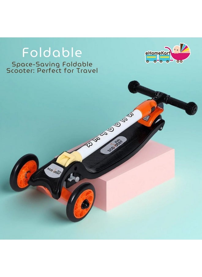 eHomeKart Kids Scooter - Three Wheel Kick Scooters for Boys and Girls with Adjustable Height and Rear Brake - 3 Wheels Skate for Age 2-4 Years (Orange)