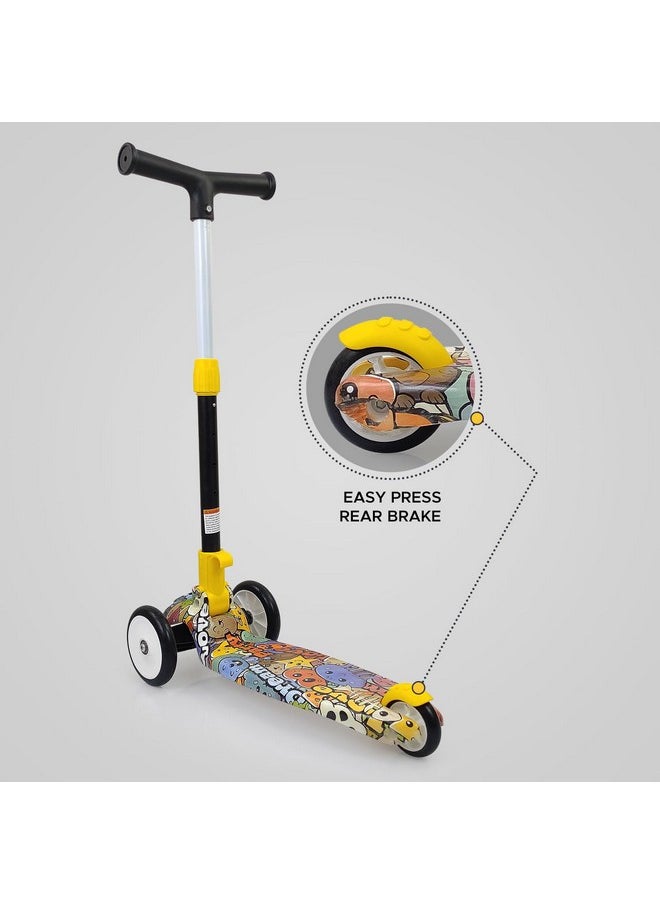 NHR Colorful Graffiti Scooty, 3 Wheel Scooter for Kids, Babies, Toddlers with Adjustable Height, Brake Scooter for Kids 3 to 10 Years (Multicolor)