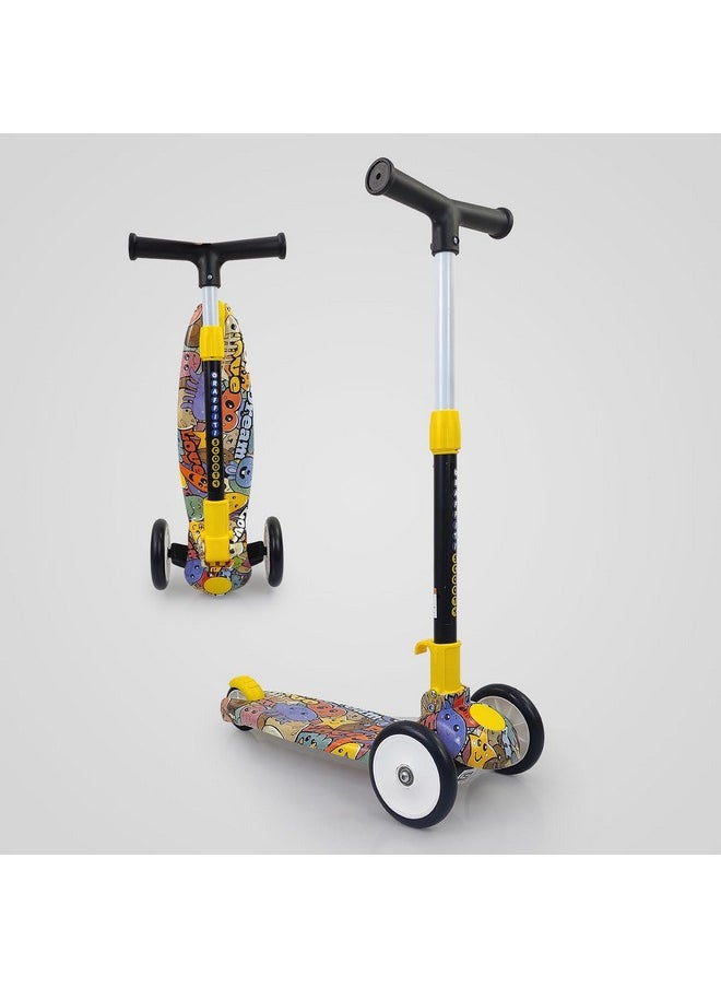 NHR Colorful Graffiti Scooty, 3 Wheel Scooter for Kids, Babies, Toddlers with Adjustable Height, Brake Scooter for Kids 3 to 10 Years (Multicolor)