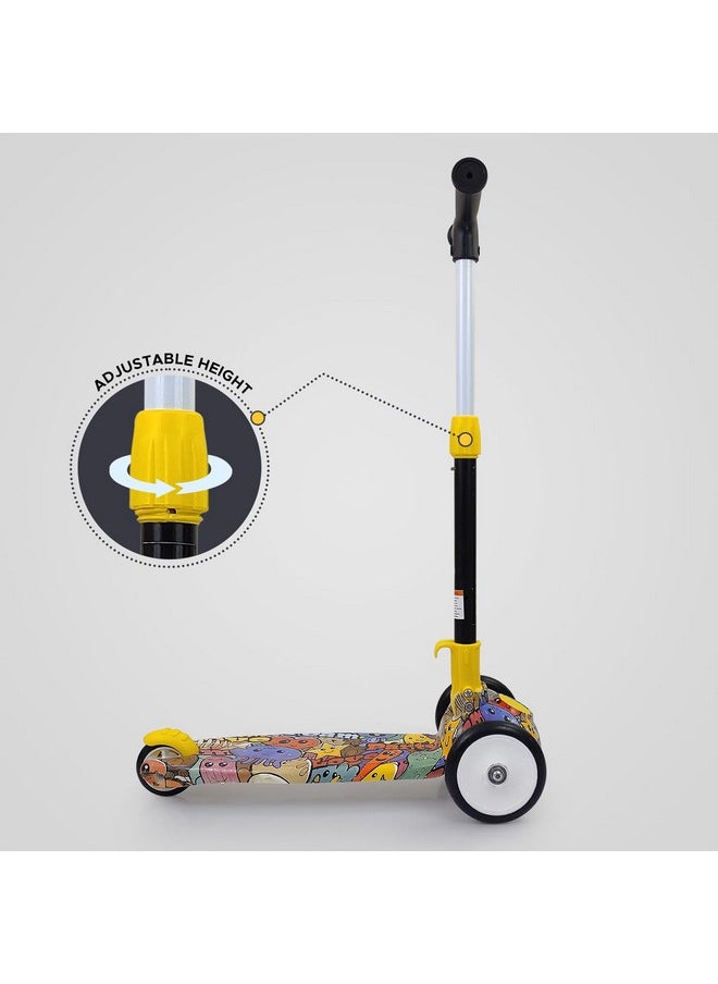 NHR Colorful Graffiti Scooty, 3 Wheel Scooter for Kids, Babies, Toddlers with Adjustable Height, Brake Scooter for Kids 3 to 10 Years (Multicolor)