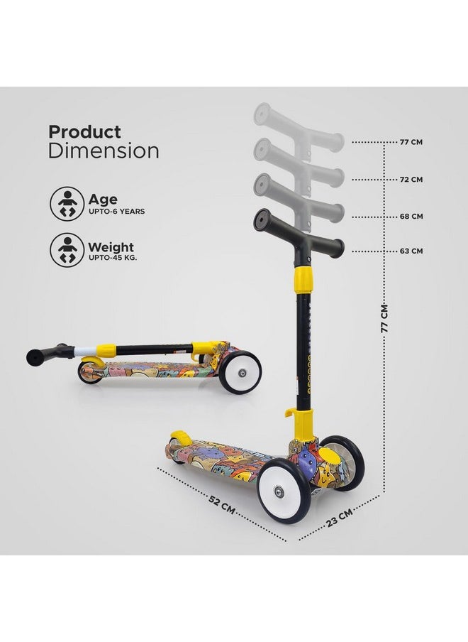 NHR Colorful Graffiti Scooty, 3 Wheel Scooter for Kids, Babies, Toddlers with Adjustable Height, Brake Scooter for Kids 3 to 10 Years (Multicolor)