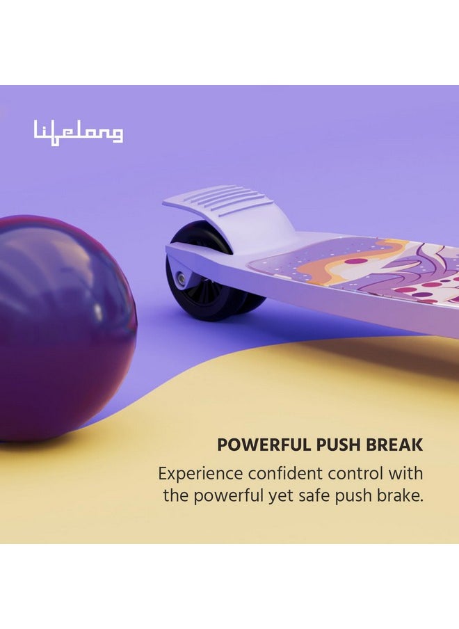 Lifelong LLKS14 Kick Scooter with Adjustable Height & LED Wheels (Max User Weight: 50kg) Kids Scooter (Purple & Black, Pack of 1)