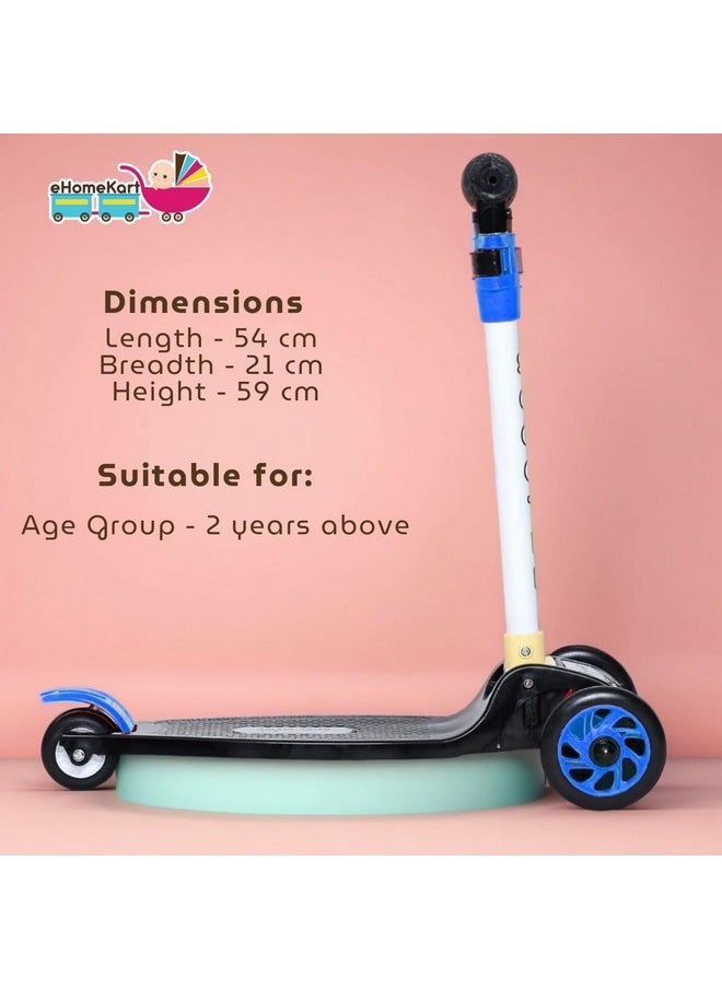 eHomeKart Kids Scooter - Three Wheel Kick Scooters for Boys and Girls with Adjustable Height and Rear Brake - 3 Wheels Skate for Age 2-4 Years (Blue)