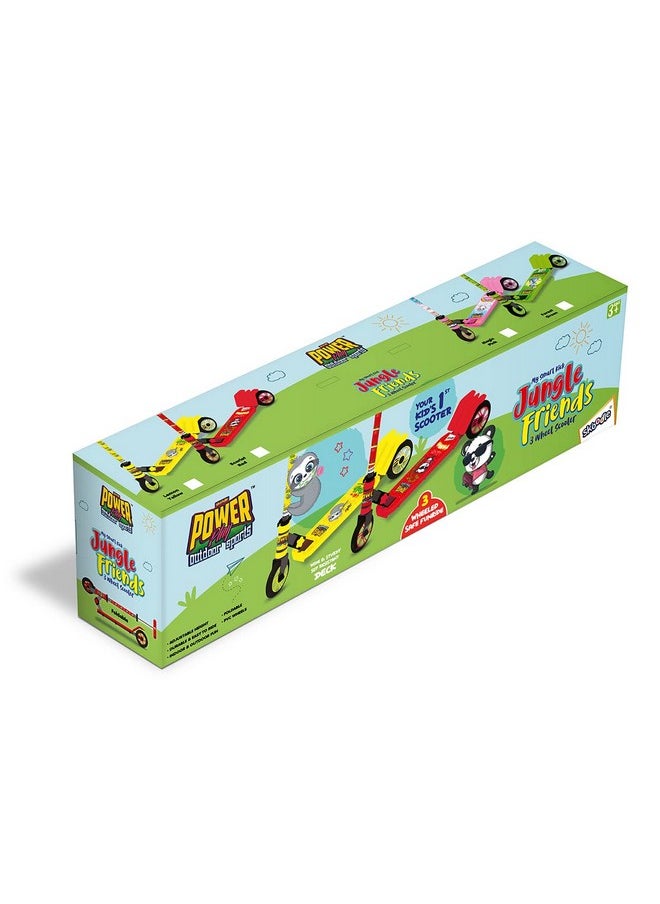 Skoodle PowerPlay Jungle Friends - Cute Sloth 3 Wheel Kick Scooter (Yellow)