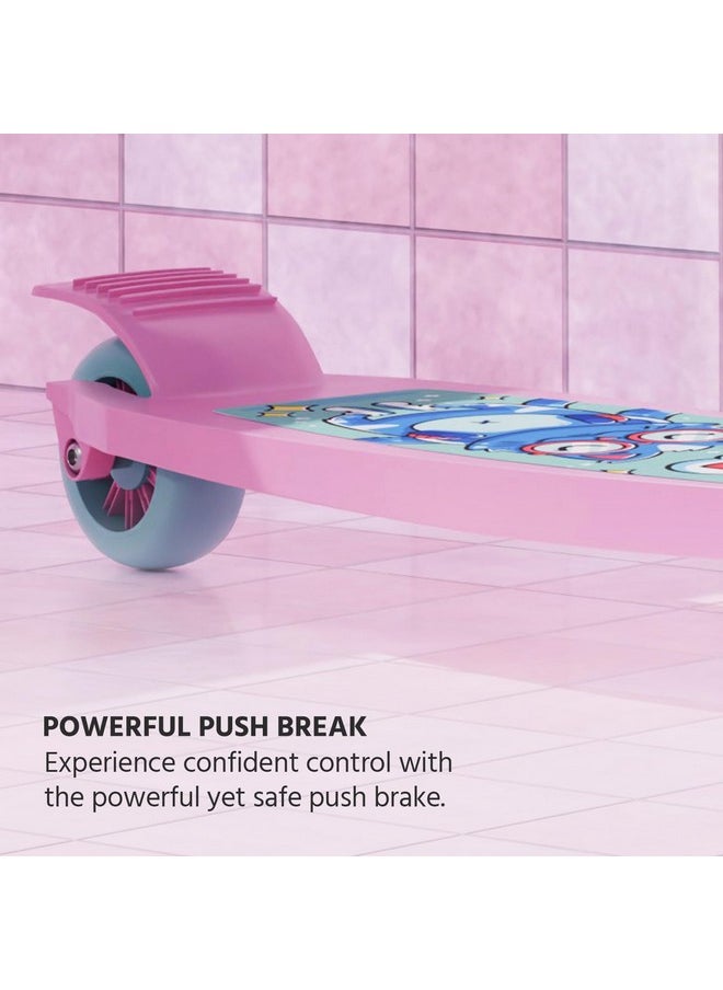 Lifelong Scooter for Kids 3+ Years - Foldable Kids Scooter with PVC Wheels & Adjustable Height - Kick Scooter Capacity 50Kg- Baby Scooter Toys for 3+ Year Old Boy & Girl - Skate Scooter (Llks18) Pink