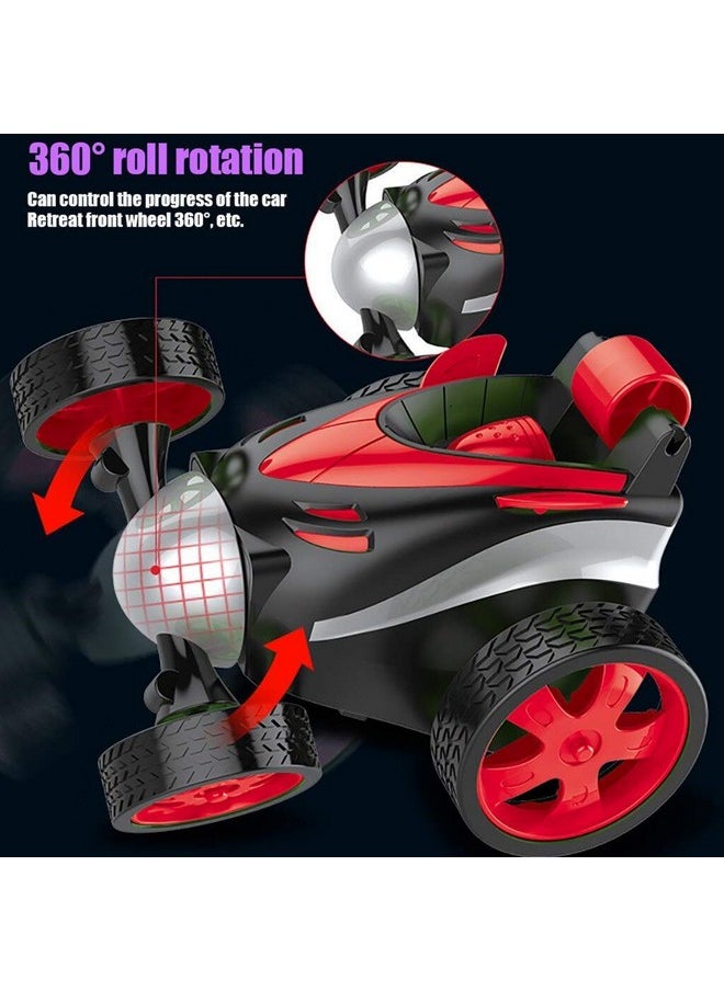 VGRASSP Mini Stunt Remote Control Rechargeable Car Toy for Kids - 360 Degree Spinning (Red)