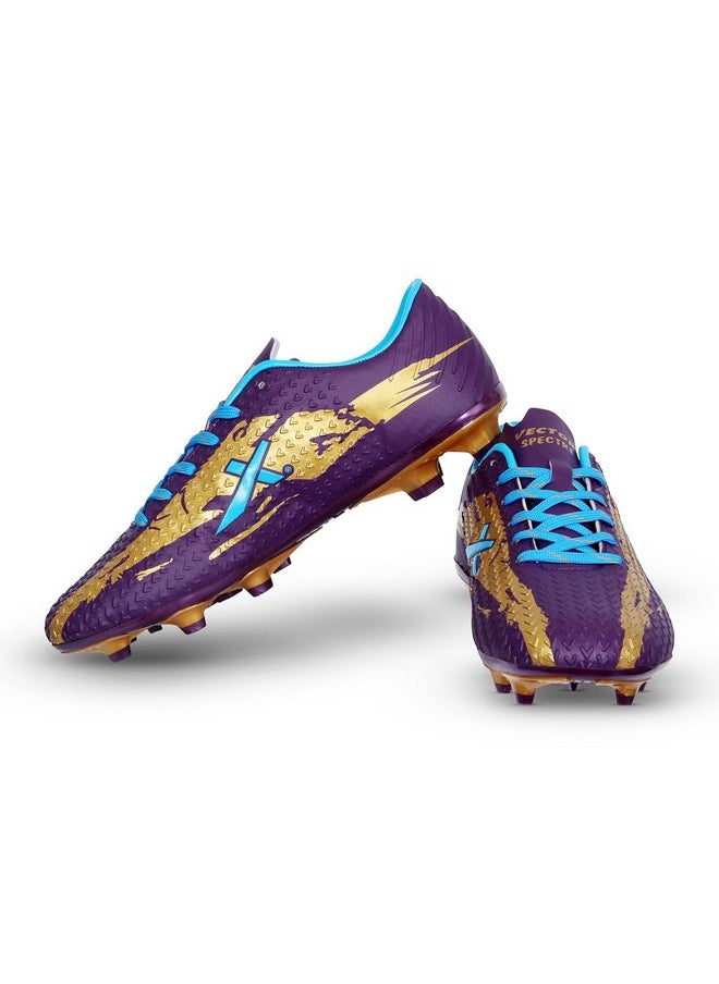 Vector X Spectre 2.0 Football Shoe/Studs, Double Colored TPU Sole, Padded Footbed, Premoulded Heel Shoe for Men (Purple-Gold, Size-4)